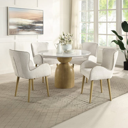 ACME Furniture - Kala Round Dining Table w/Marble Top - Natural Marble Top & Oak Finish - DN02390 view 4