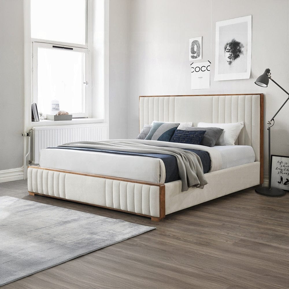 ACME Furniture - Kaleea Eastern King Bed - Beige Chenille & Walnut - BD02467EK view 5
