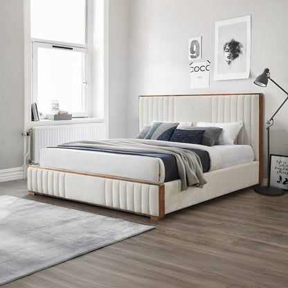 ACME Furniture - Kaleea Eastern King Bed - Beige Chenille & Walnut - BD02467EK view 5