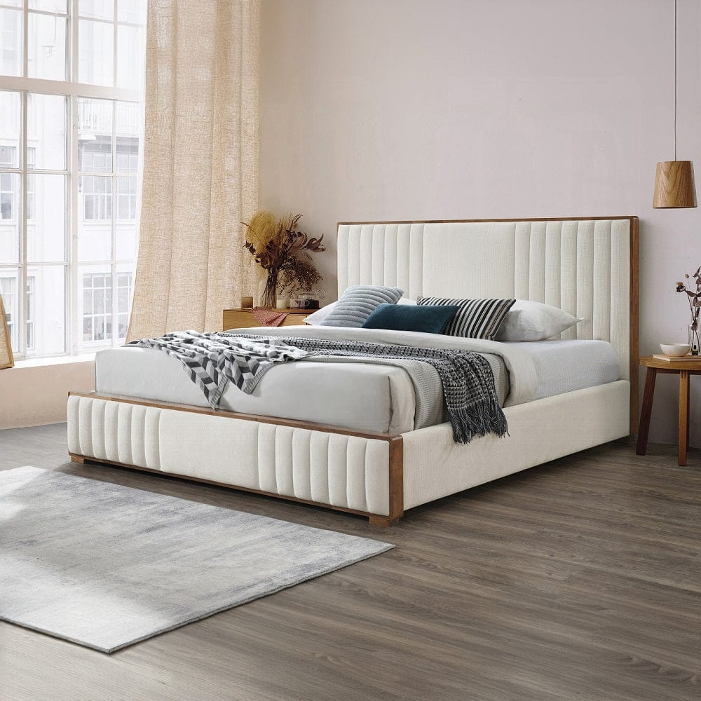 ACME Furniture - Kaleea Eastern King Bed - Beige Chenille & Walnut - BD02467EK view 6
