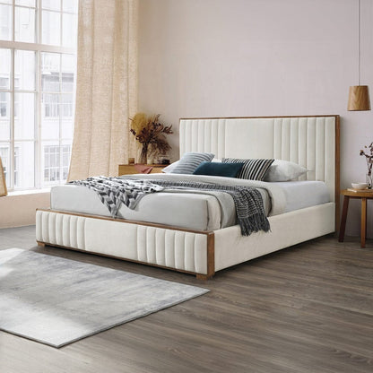 ACME Furniture - Kaleea Eastern King Bed - Beige Chenille & Walnut - BD02467EK view 6