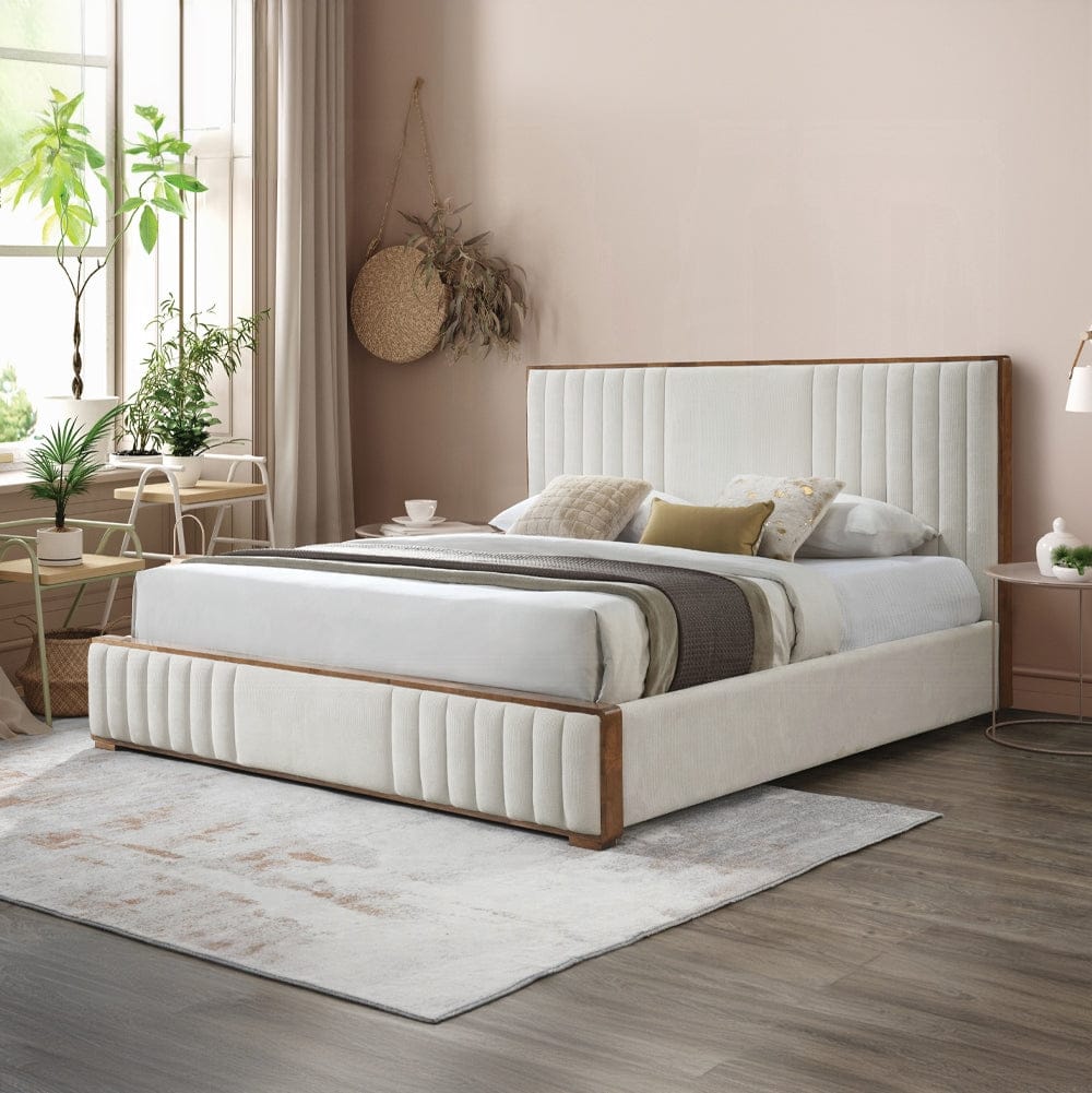 ACME Furniture - Kaleea Eastern King Bed - Beige Chenille & Walnut - BD02467EK view 7