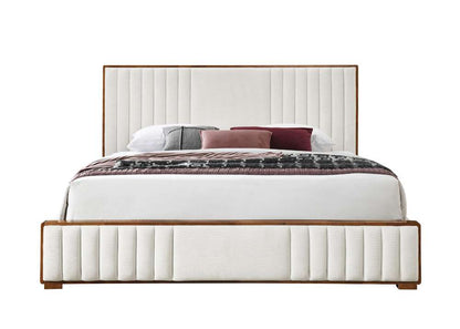 ACME Furniture - Kaleea Queen Bed - Beige Chenille & Walnut - BD02468Q view 2
