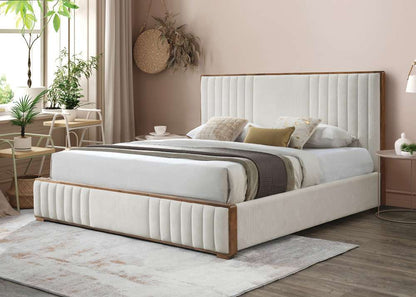 ACME Furniture - Kaleea Queen Bed - Beige Chenille & Walnut - BD02468Q view 6