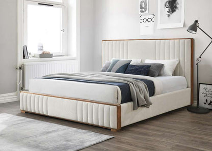 ACME Furniture - Kaleea Queen Bed - Beige Chenille & Walnut - BD02468Q view 8