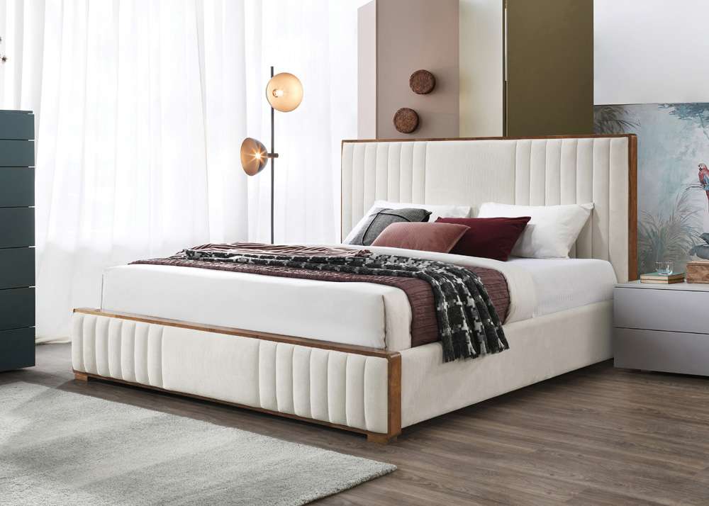 ACME Furniture - Kaleea Queen Bed - Beige Chenille & Walnut - BD02468Q view 9