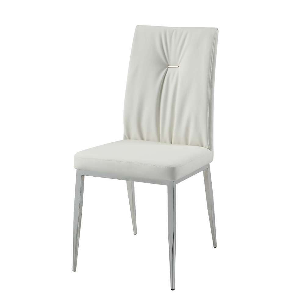 ACME Furniture - Kamaile Side Chair (Set of 2) - Beige Synthetic Leather & Chrome - DN02134 view 1