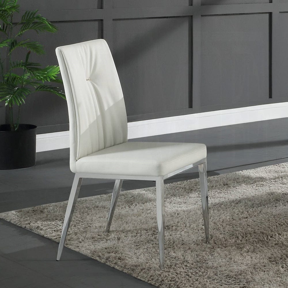 ACME Furniture - Kamaile Side Chair (Set of 2) - Beige Synthetic Leather & Chrome - DN02134 view 6