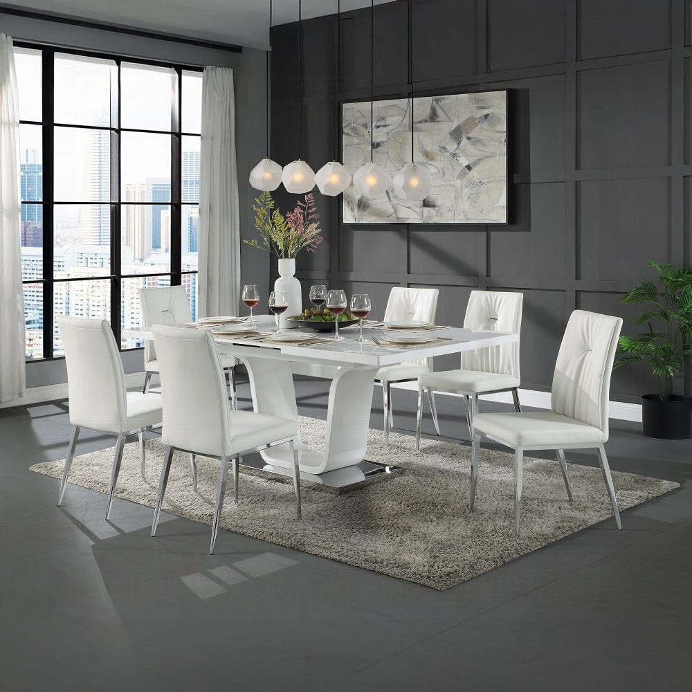 ACME Furniture - Kamaile Side Chair (Set of 2) - Beige Synthetic Leather & Chrome - DN02134 view 7