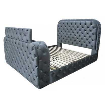 ACME Furniture - Kana - Eastern King Bed w/LED, Fireplace & TV Stand - Gray Upholstery Velvet - BD05071EK view 1