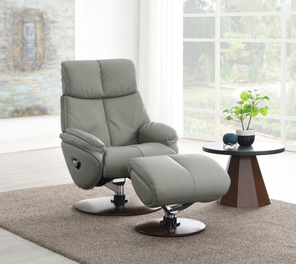 ACME Furniture - Kandoro Accent Chair w/Swivel & Ottoman - Gray Top Grain Leather Leather & Brown Base Finish - AC02991 veiw 1
