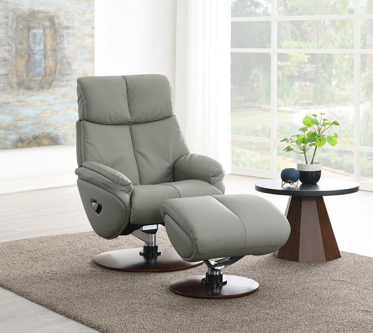 ACME Furniture - Kandoro Accent Chair w/Swivel & Ottoman - Gray Top Grain Leather Leather & Brown Base Finish - AC02991 veiw 1