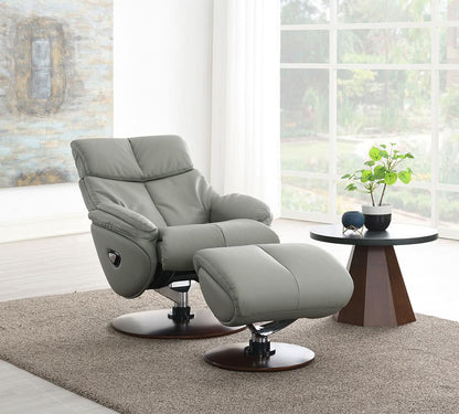ACME Furniture - Kandoro Accent Chair w/Swivel & Ottoman - Gray Top Grain Leather Leather & Brown Base Finish - AC02991 veiw 2