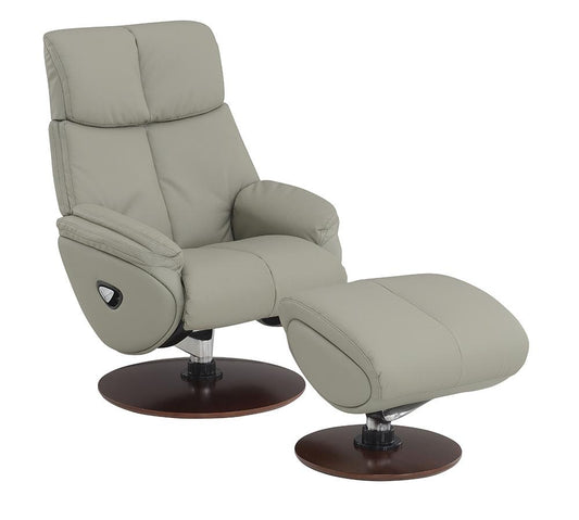 ACME Furniture - Kandoro Accent Chair w/Swivel & Ottoman - Gray Top Grain Leather Leather & Brown Base Finish - AC02991 veiw 3