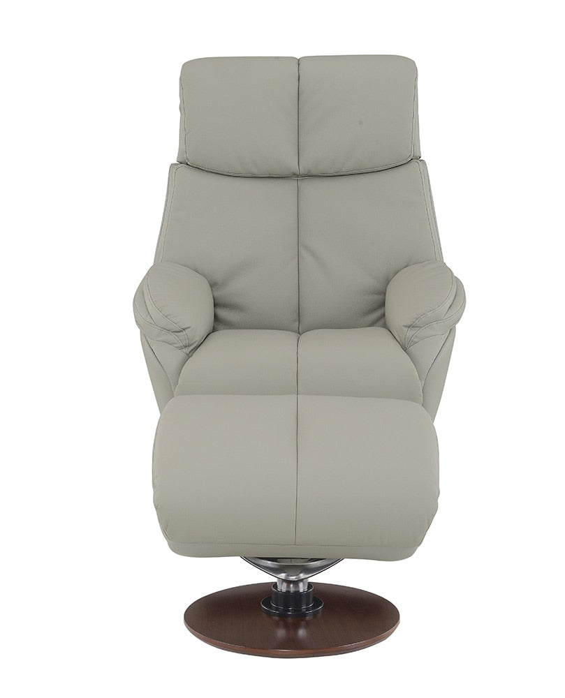 ACME Furniture - Kandoro Accent Chair w/Swivel & Ottoman - Gray Top Grain Leather Leather & Brown Base Finish - AC02991 veiw 5