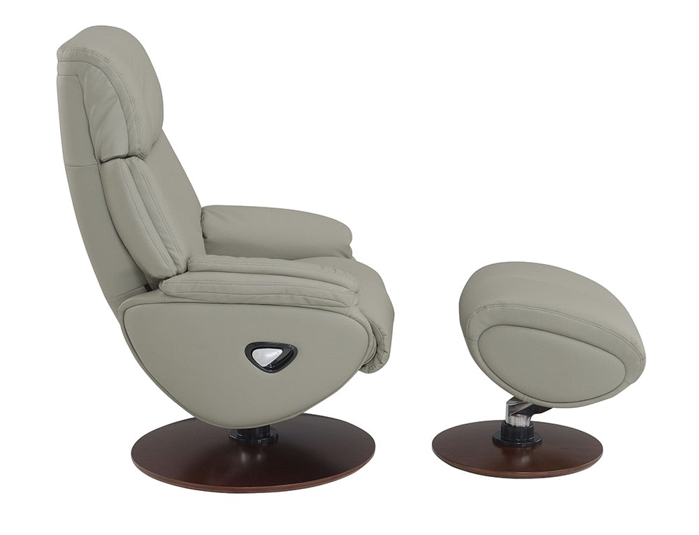 ACME Furniture - Kandoro Accent Chair w/Swivel & Ottoman - Gray Top Grain Leather Leather & Brown Base Finish - AC02991 veiw 6