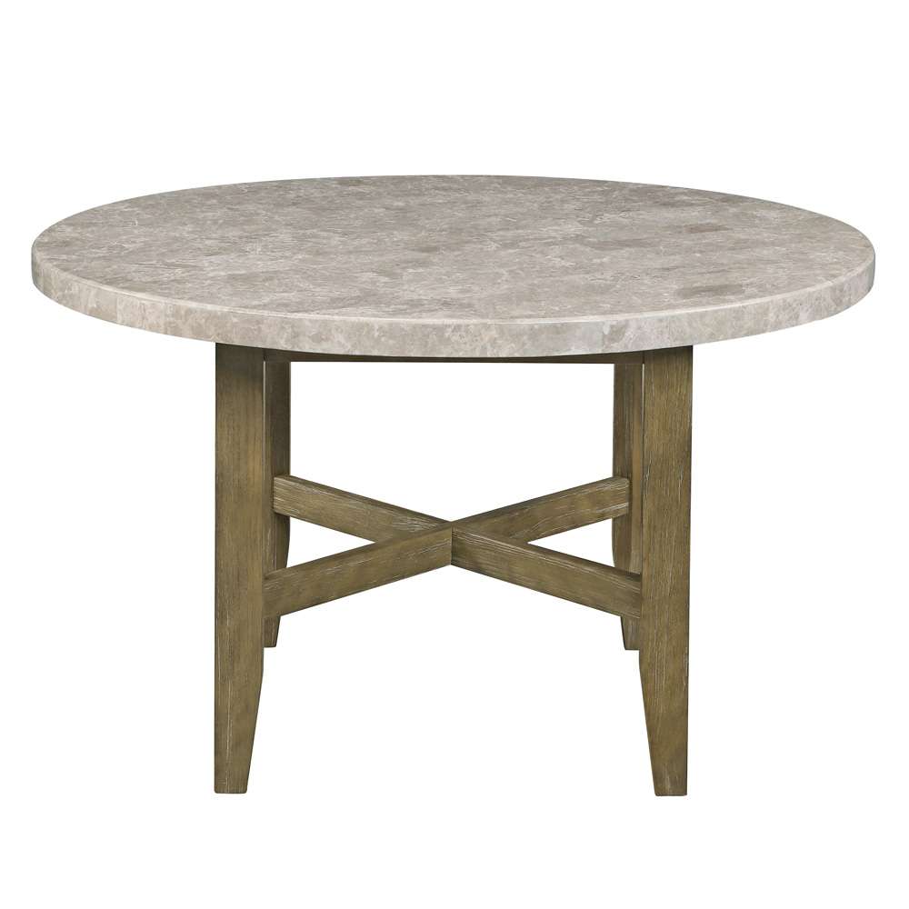 ACME Furniture - Karsen Round Dining Table - Natural Marble & Rustic Oak - DN01449 view 2