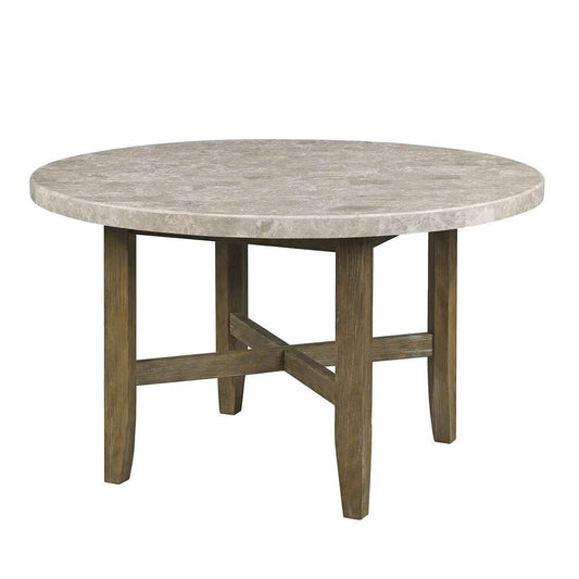 ACME Furniture - Karsen Round Dining Table - Natural Marble & Rustic Oak - DN01449 veiw 1
