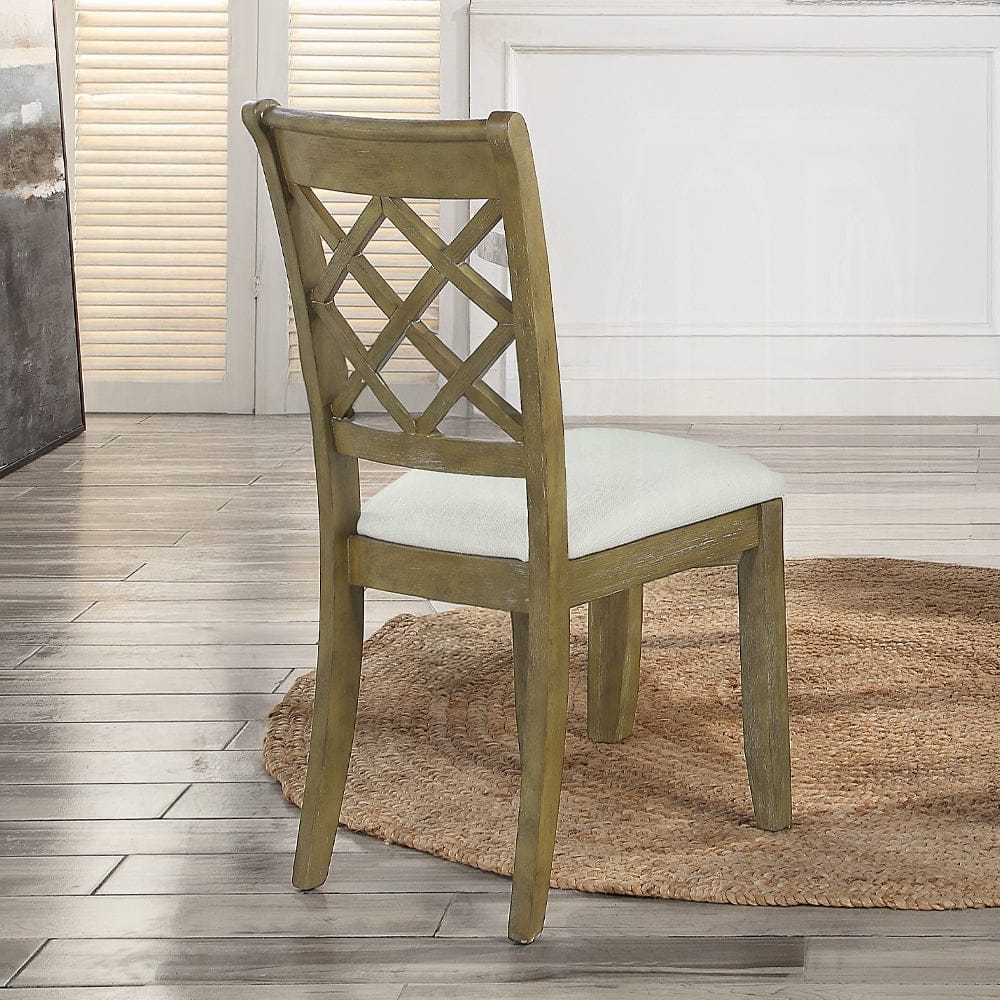 ACME Furniture - Karsen Side Chair (Set of 2) - Beige Linen & Rustic Oak - DN01450 view 7