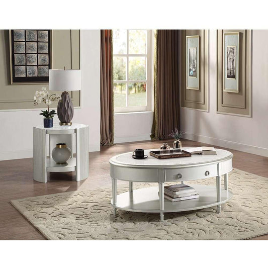 ACME Furniture - Kasa End Table - Sintered Stone & Champagne - LV01503 veiw 1