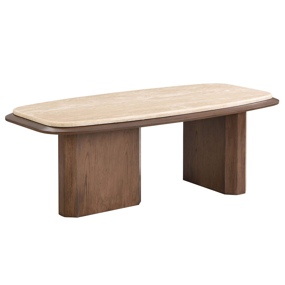 ACME Furniture - Kasha - Coffee Table - Travertine Top & Walnut  - LV03325 view 1