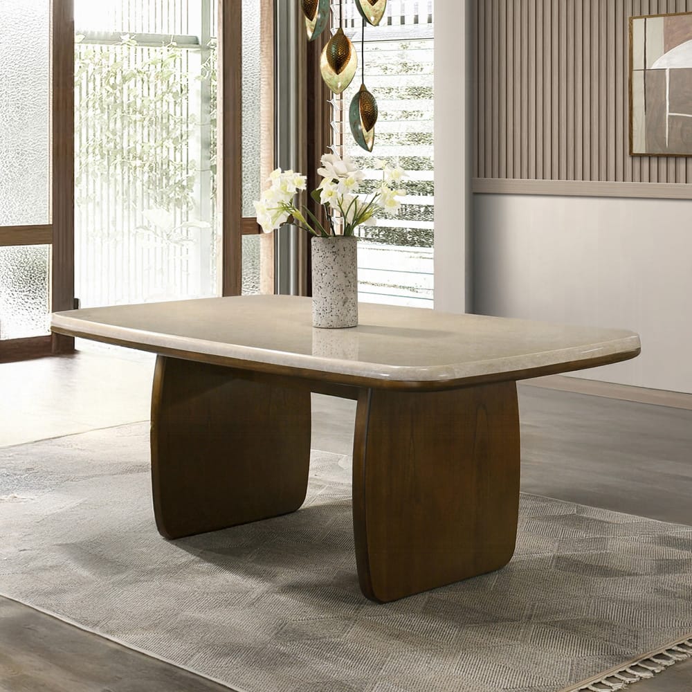 ACME Furniture - Kasha - Dining Table w/Natural Marble Top - Natural Marble & Vintage Oak  - DN04665 view 5
