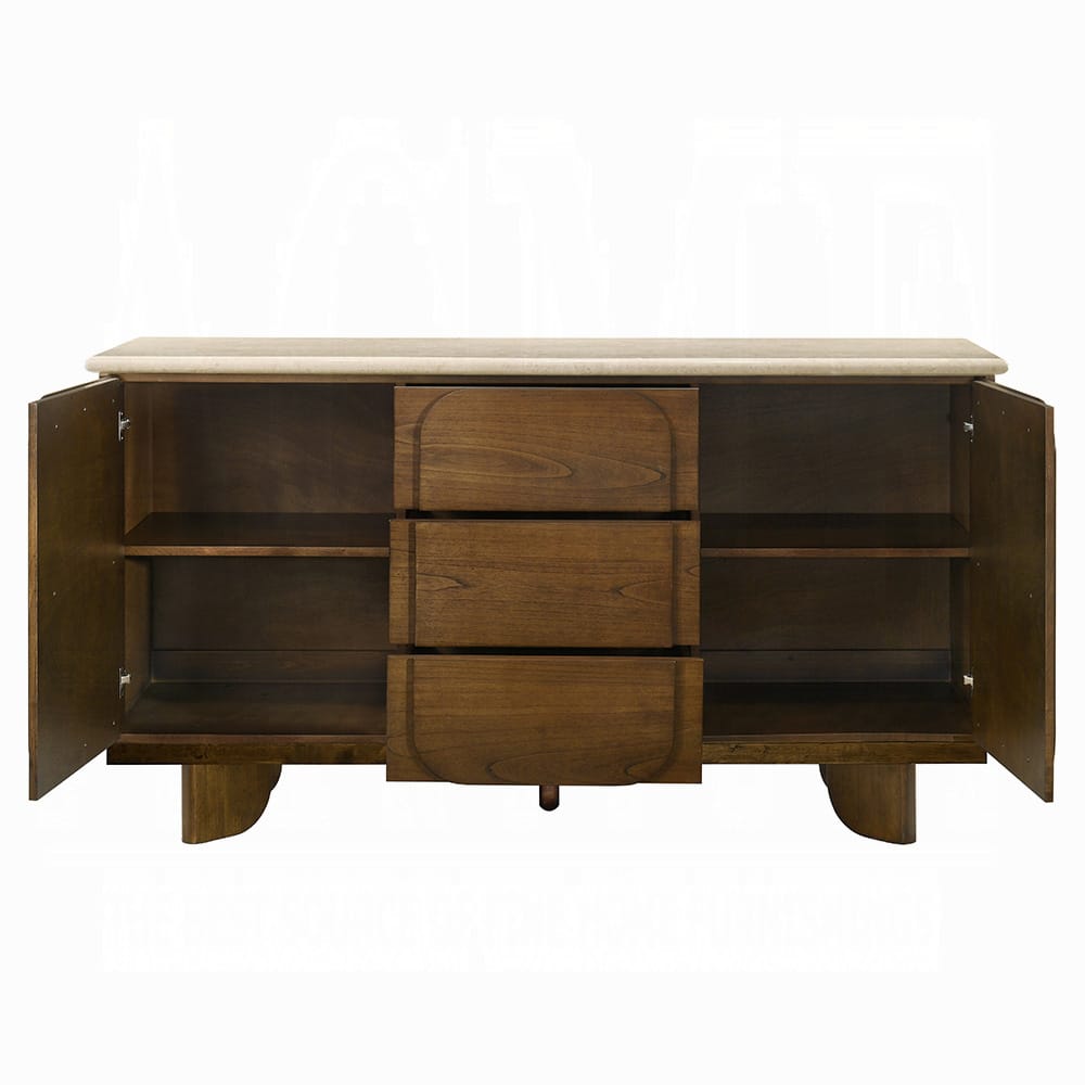 ACME Furniture - Kasha - Server w/Natural Marble Top - Natural Marble & Vintage Oak  - DN04668 view 3