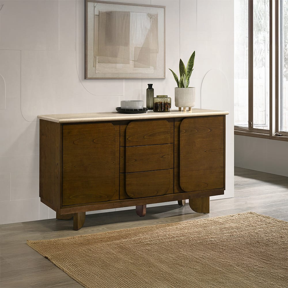 ACME Furniture - Kasha - Server w/Natural Marble Top - Natural Marble & Vintage Oak  - DN04668 view 5
