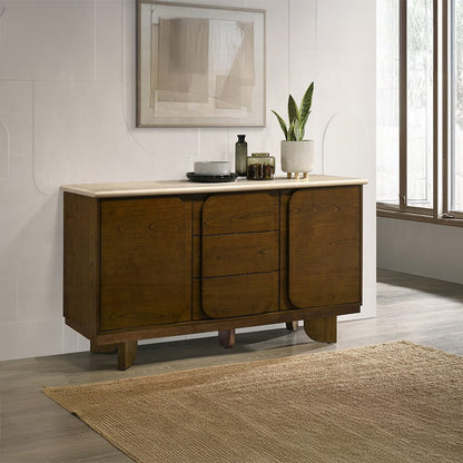ACME Furniture - Kasha - Server w/Natural Marble Top - Natural Marble & Vintage Oak  - DN04668 view 5