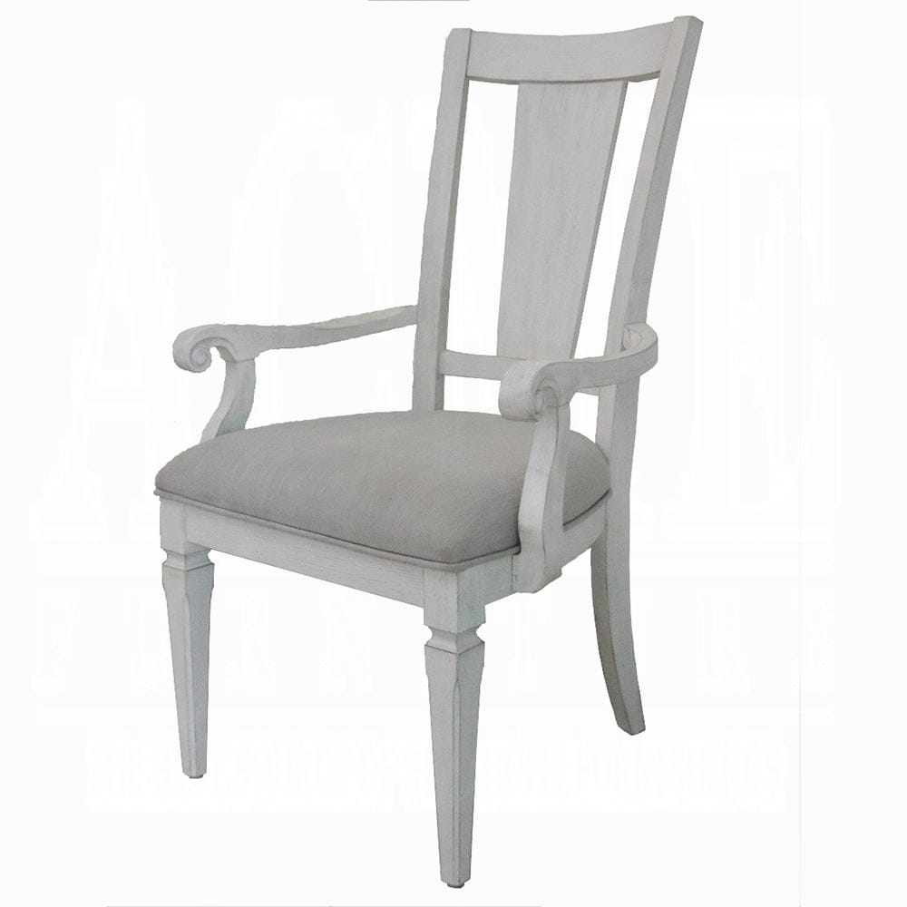 ACME Furniture - Katia Arm Chair (Set of 2) - Light Gray Linen & Weathered White - DN02488 veiw 2