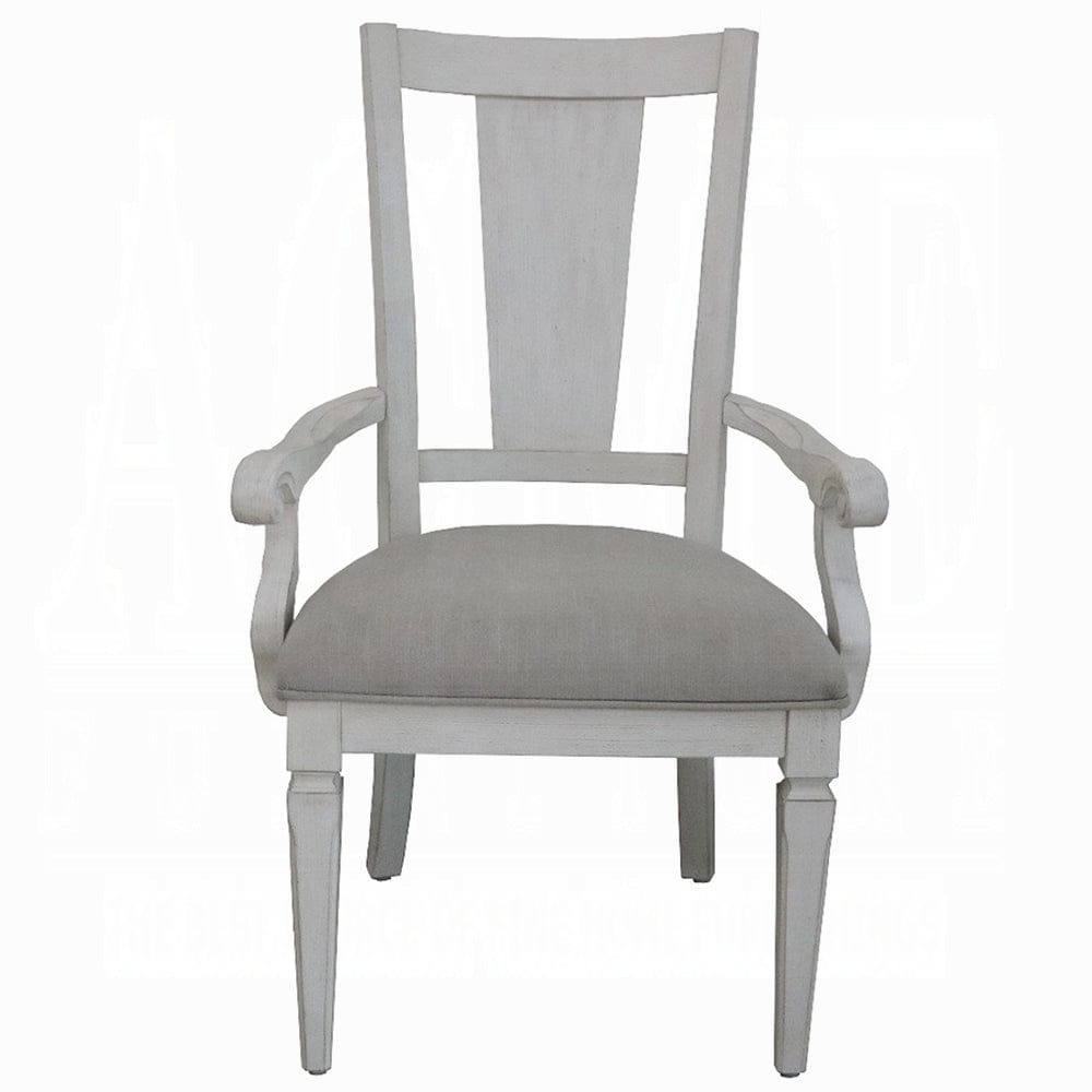 ACME Furniture - Katia Arm Chair (Set of 2) - Light Gray Linen & Weathered White - DN02488 veiw 3