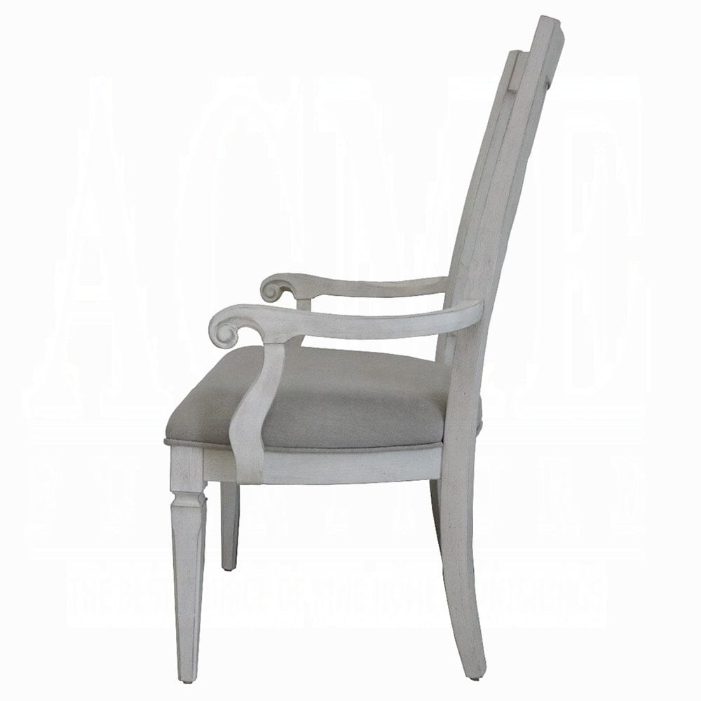 ACME Furniture - Katia Arm Chair (Set of 2) - Light Gray Linen & Weathered White - DN02488 veiw 4