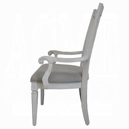 ACME Furniture - Katia Arm Chair (Set of 2) - Light Gray Linen & Weathered White - DN02488 veiw 4