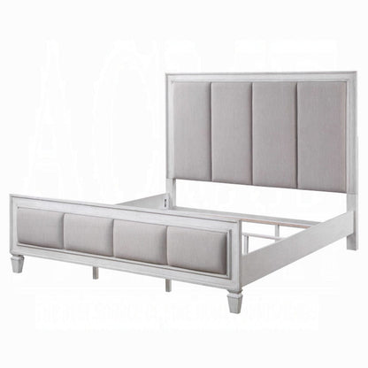 ACME Furniture - Katia Eastern King Bed - Light Gray Linen - Rustic Gray & Weathered White - BD00659EK view 1