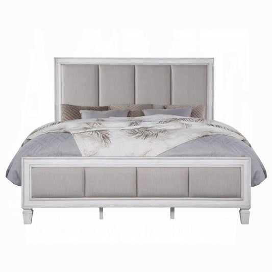 ACME Furniture - Katia Eastern King Bed - Light Gray Linen - Rustic Gray & Weathered White - BD00659EK view 2