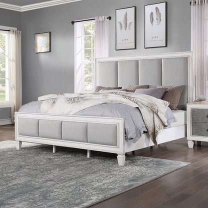ACME Furniture - Katia Eastern King Bed - Light Gray Linen - Rustic Gray & Weathered White - BD00659EK view 6