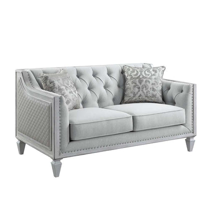 ACME Furniture - Katia Loveseat w/2 Pillows - Light Gray Linen & Weathered White - LV01050 view 1