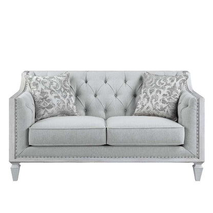 ACME Furniture - Katia Loveseat w/2 Pillows - Light Gray Linen & Weathered White - LV01050 view 2