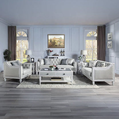 ACME Furniture - Katia Loveseat w/2 Pillows - Light Gray Linen & Weathered White - LV01050 view 6