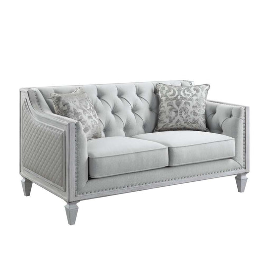 ACME Furniture - Katia Loveseat w/2 Pillows - Light Gray Linen & Weathered White - LV01050 veiw 1