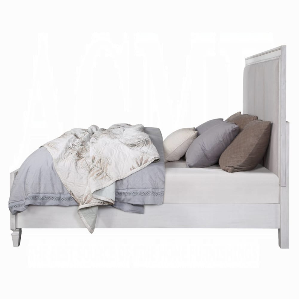 ACME Furniture - Katia Queen Bed - Light Gray Linen - Rustic Gray & Weathered White - BD00660Q view 3