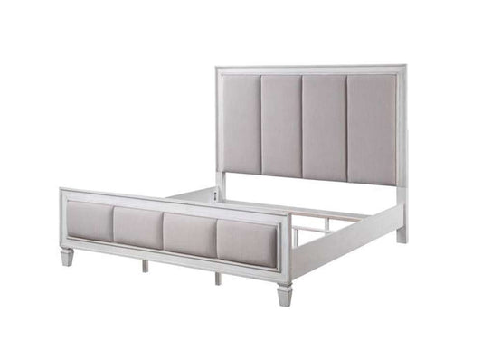 ACME Furniture - Katia Queen Bed - Light Gray Linen - Rustic Gray & Weathered White - BD00660Q view 1