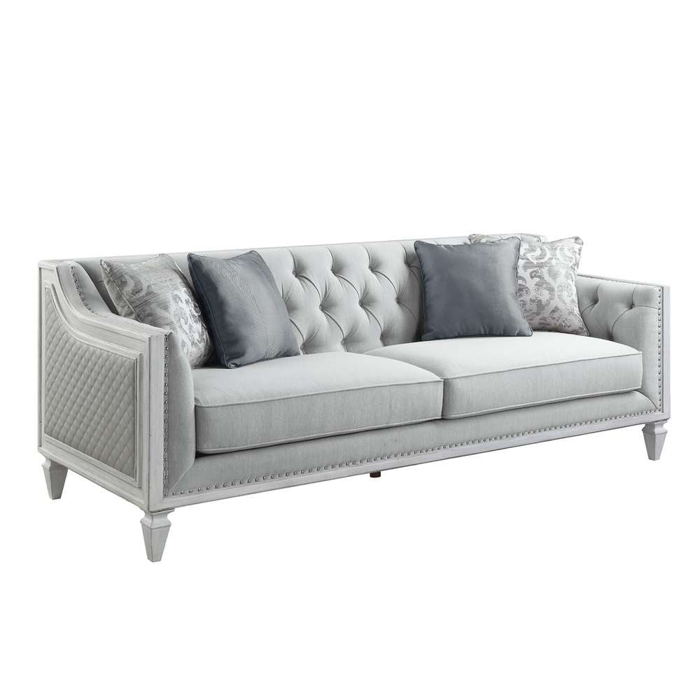 ACME Furniture - Katia Sofa w/4 Pillows - Light Gray Linen & Weathered White - LV01049 veiw 1