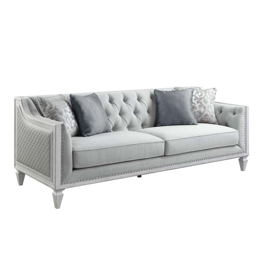 ACME Furniture - Katia Sofa w/4 Pillows - Light Gray Linen & Weathered White - LV01049 veiw 1