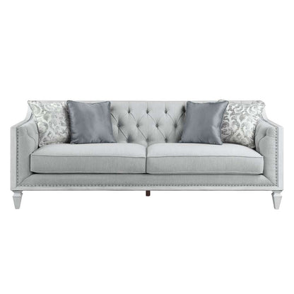 ACME Furniture - Katia Sofa w/4 Pillows - Light Gray Linen & Weathered White - LV01049 veiw 2