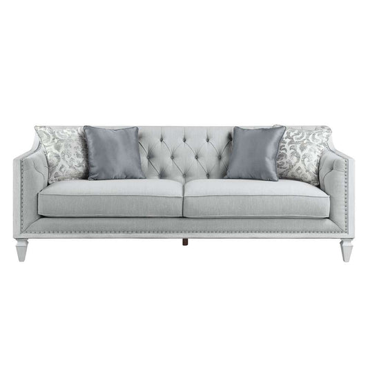 ACME Furniture - Katia Sofa w/4 Pillows - Light Gray Linen & Weathered White - LV01049 veiw 2
