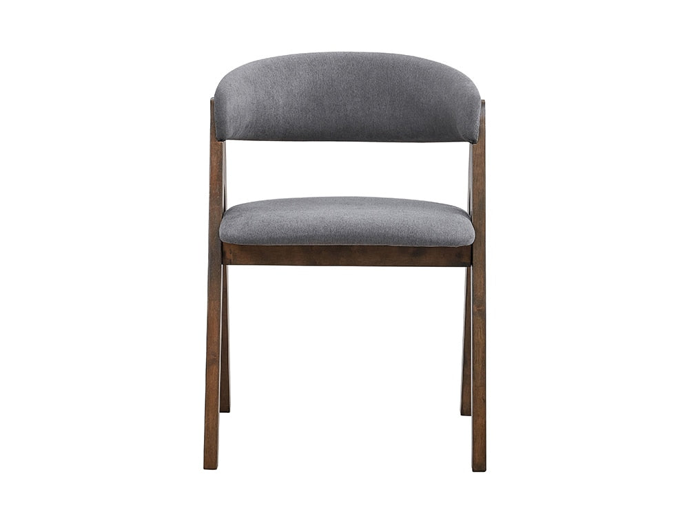 ACME Furniture - Keiki Side Chair (Set of 2) - Gray Fabric & Walnut Finish - DN02916 view 2
