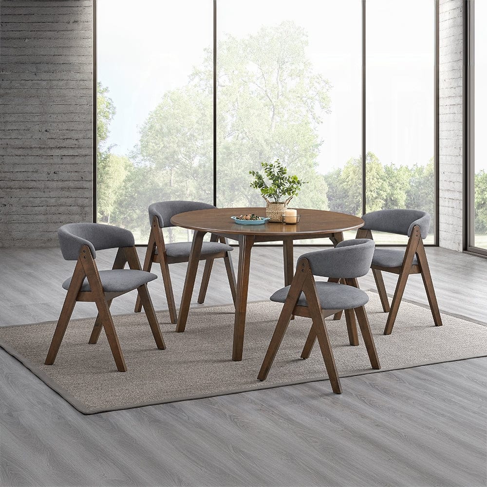 ACME Furniture - Keiki Side Chair (Set of 2) - Gray Fabric & Walnut Finish - DN02916 view 7