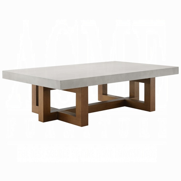 ACME Furniture - Keven Coffee Table - Faux Concrete Top & Walnut Finish - LV03015 veiw 1