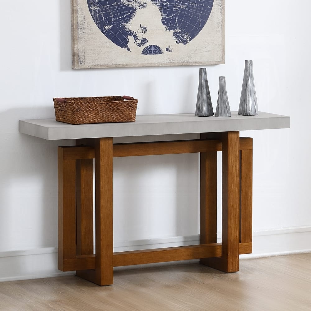 ACME Furniture - Keven Sofa Table - Faux Concrete Top & Walnut Finish - LV03017 view 4